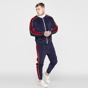 Mans Velour Tracksuit with Zippered Pockets Men 2 Piece Velvet Sets Jacket Elastic Pant Casual Velour <b>Trouser</b> Tracksuit Set - Product Image 5