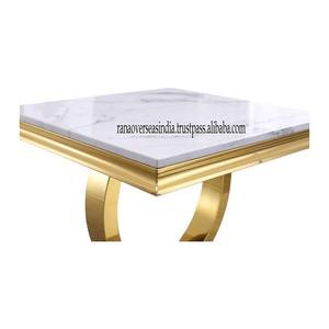 Produit le plus vendu Plateau en marbre avec base en acier inoxydable Finition miroir dorée Table centrale parfaite pour la maison à un prix compétitif - Product Image 4