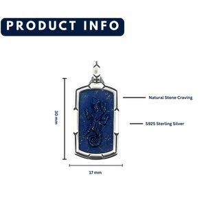 จี้เงินแท้ 925 รูปจิ้งจก |   จี้หินลาพิส ลาซูลีทรงกลมธรรมชาติ |   เครื่องประดับผู้ชายแบบกำหนดเองตามสั่ง (OEM) |   ขั้นต่ำ 1 ชิ้น - Product Image 2