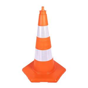 Cône de signalisation en PVC de 52 cm avec bande réfléchissante, barrière de sécurité routière légère pour l'entretien des routes - Product Image 1