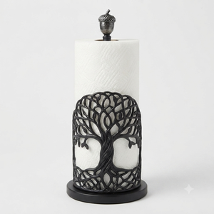 Industrial Black Metal Free Standing Tissue <b>Paper</b> Holder with Decorative Wire Design for <b>Kitchen</b> or Dining Table Decor - Product Image 6