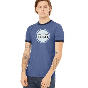 Custom T-Shirt Ringer Men's Ringer Short Sleeve T-Shirt Cotton Casual Shirt Front Back Custom Logo Ringer T Shirts - Product Image 5