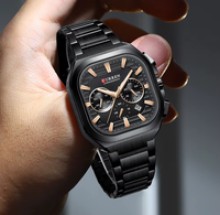 Montre pour homme en acier inoxydable, cadran carré, mouvement à quartz, résistante à l'eau, fermoir à boucle, montre tendance