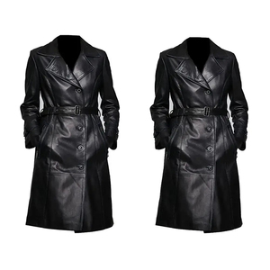 Manteau trench en cuir de mouton pour homme, avec capuche, fabrication OEM, fournisseur en gros, sur mesure, manteau d'hiver respirant, séchage rapide, coton - Product Image 1