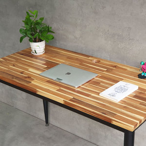 Antique Industrial Design 120x60cm Acacia <b>Solid</b> <b>Wood</b> <b>Desk</b> with Iron Legs Durable HBCN027 CONE II System for Bedroom Office Use - Product Image 4