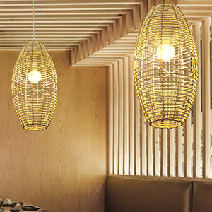Lampe de plafond en bambou, luminaire suspendu diffusé, lampe en bois artisanale pour la maison, l'hôtel, le bureau, la décoration de restaurant, fabriquée à la main en Inde - Product Image 2