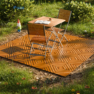 Carrelage de terrasse en bois d'acacia moderne et écologique Carreaux de patio en bois carrés à emboîtement diagonal à 8 lattes pour le parquet extérieur - Product Image 5