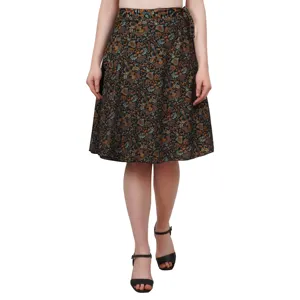 Venta caliente Diseño de Moda de moda urdimbre alrededor de las faldas de campana minifaldas de longitud corta faldas rectas con estampado floral para niñas
