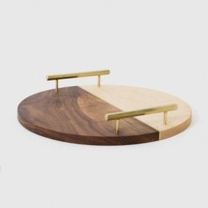 RUSTIC NON WOODEN ROUND DECORATIVE TRAY Wooden Round Serving Tray Large Round Wooden tray - Product Image 6