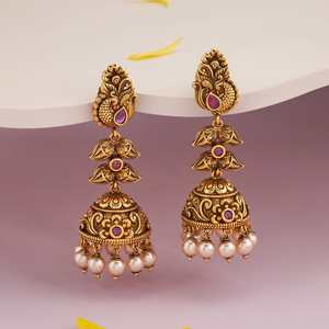 Pendientes de Aro con Diseño Floral Estilo Antiguo, con Incrustaciones de Aleación de Zinc y Circonita, para Bodas y Fiestas, Estilo Religioso - Product Image 2