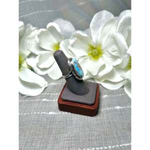 Dave Skeets Handmade <b>Boho</b> Platinum <b>Ring</b> Golden Hill Turquoise Bezel Set in Sterling <b>Silver</b> Size 6.5 Everyday Wear - Product Image 2