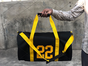Bolsa de Deporte HOBTON para Equipo de Baloncesto, Negra con Asas Amarillas, Informal, de Poliéster, con Logotipo Personalizado - Product Image 2