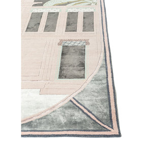 Alfombras de Lana y Seda de Bambú Anudadas a Mano Rojas y Naranjas de Jaipur Wunderkammer - para Dormitorio, Sala de Estar, Pasillo, Diseño Rectangular Novedoso - Esk-9031 - Product Image 4