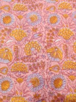 Tissu en coton indien fait main avec broderie imprimée bloquée à la main Tissu en lin floral Design imprimé à la main