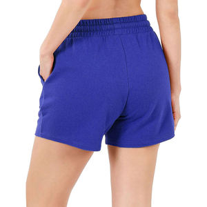 Shorts pour femmes fabriqués en usine, 100% coton, toile, taille mi-haute, poches croisées, style personnalisé, logo imprimé, séchage rapide, respirant, motif d'été - Product Image 3