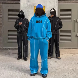 Prince Industry OEM Personnalisé Unisexe Coutures Contrastées Sweat à Capuche Surdimensionné et Jogger Pantalon de Survêtement Ensemble Survêtement Hommes - Product Image 5