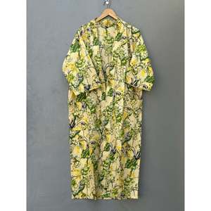 Kimono de Algodón con Estampado Floral, Estilo Indio, para Playa, Protector de Traje de Baño - Product Image 1