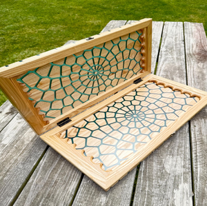 Hexagon <span class=keywords><strong>Pattern</strong></span> backgammon <span class=keywords><strong>Set</strong></span>, bảng gỗ hiện đại với thiết kế hình học, trò chơi để bàn phong cách và độc đáo với giá bán buôn. - Product Image 3