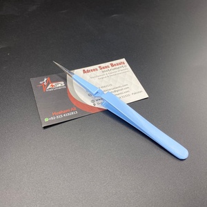 Pinces à cils professionnelles en acier inoxydable de type X, bleu bébé, logo privé personnalisé, extensions de cils, outil pointu, instruments ASB - Product Image 3