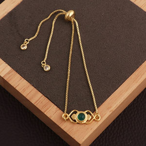 Natural Green <b>Onyx</b> Stone Adjustable <b>Bracelet</b> Gold Plated Handmade Minimal Gemstone <b>Bracelet</b> Wholesale Jewelry Manufacturer - Product Image 3