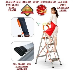 8 <b>Step</b> Aluminium <b>Ladder</b> with Broad Anti Slip <b>Steps</b> Foldable Strong & <b>Lightweight</b> Design for Best Wholesale Price - Product Image 4