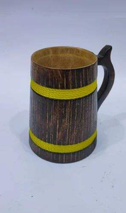 Mug en bois fait à la main en bois de manguier avec poignée en bois d'Inde pour - Product Image 3