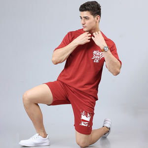 ชุดกางเกงขาสั้นของผู้ชายสำหรับฤดูร้อนเสื้อยืดระบายอากาศได้ดีมีโลโก้ตามสั่งสไตล์ลำลอง - Product Image 4