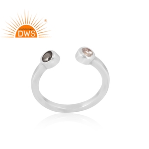 Última venta plata esterlina 925 pirita natural y cristal de cuarzo piedra preciosa anillo que se puede abrir fabricante de joyería personalizada - Product Image 1