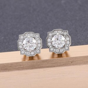 925 Sterling Silver Moissanite Round Cut <b>Diamond</b> <b>Earrings</b> Hip Hop Jewelry Stud <b>Earrings</b> Round Cut Moissanite <b>Earring</b> for Women - Product Image 3