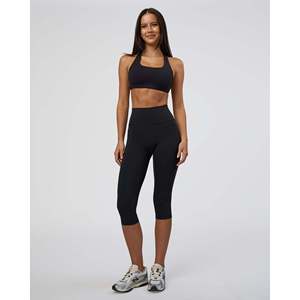 Fusion Ultra High-Rise Capri <b>Leggings</b> <b>with</b> <b>Pockets</b>-<b>Black</b> Breathable Gym Tights for Fitness & Yoga (XXS-XL) - Product Image 6