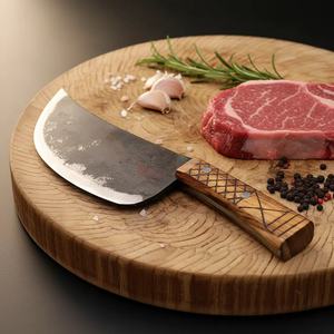 Cuchillo de Cocina Tipo Cleaver de Acero al Carbono de 9 Pulgadas Hecho a Mano con Funda de Cuero Única, Mango Hermoso y Personalizable - Product Image 1