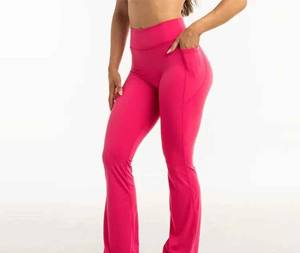 2025 Women's High-Waist <b>Flared</b> Yoga Pants Workout & Running <b>Leggings</b> with Pockets - Product Image 4