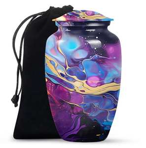 Urne tourbillonnante violette et or pour cendres humaines Urne décorative personnalisée pour adultes Souvenir Memorial Ashes Urne de 1 à 200 pouces cubes - Product Image 2