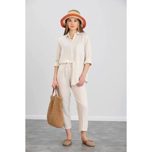 Doppia maglia e parte inferiore Beige da donna composta da camicia e pantaloni - Product Image 5