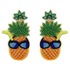 Boucles d'oreilles tendance et colorées faites à la main avec des perles de rocaille, élégantes perles de riz, bijoux pour femmes à prix abordable - Product Image 6