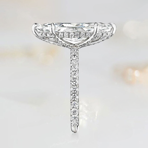 Bague de fiançailles en diamant de laboratoire taille marquise de 3,00 carats, or blanc 14 carats, sertissage pavé, certifiée IGI, clarté VS1, bijoux pour femmes - Product Image 2
