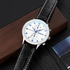OEM Customized LOGO Men Fashion Quartz <b>Watch</b> High Quality 44mm Glass Pointer 30M Waterproof Alloy <b>Case</b> Leather Strap Casual - Product Image 2