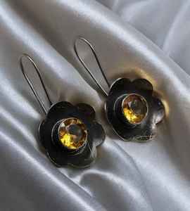 Handmade <b>Citrine</b> Flower <b>Earrings</b> Gemstone 925 Sterling Silver November Birthstone Jewelry Gift For Women - Product Image 5