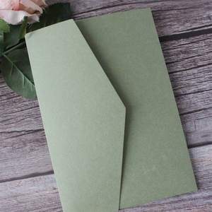 Carte d'invitation de <span class=keywords><strong>mariage</strong></span> personnalisée, design floral, papier 250g, 50 pièces, vert olive - Product Image 6
