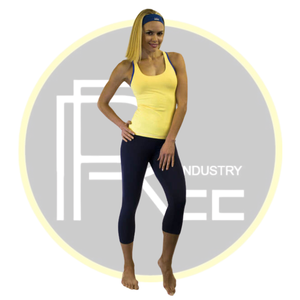 Mujeres amarillo azul tiras espalda camiseta sin mangas transpirable estiramiento deportes chaleco para gimnasio Yoga Fitness entrenamiento - Product Image 3