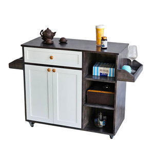Carrito de Cocina Móvil KONA II de Diseño Moderno, 120x40x80cm, con Madera de Caucho, KB68049 - Product Image 1