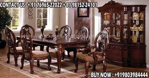 Ensemble de table brun au design traditionnel pour salle à manger, meubles de style baroque pour salle à manger, ensemble de table à manger sculptée - Product Image 6