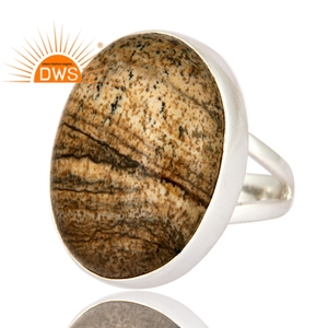 Meilleure vente en argent sterling naturel image jaspe pierres précieuses bague empilable fabricant de bijoux personnalisés - Product Image 2