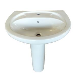 Lavabo de Cerámica de Diseño Moderno con Pedestal, Lavamanos de Alta Calidad para Baño y Cocina - Product Image 1