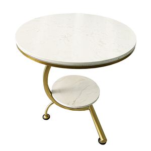 Modern Luxury Two-Tiered Side <b>Table</b> White <b>Marble</b> Top and Bronze Frame Durable Living Room Furniture <b>Set</b>-TT68124 - Product Image 1