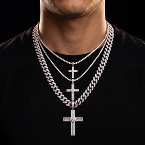 Avina Jewels Herren Rhodium-Plattierter 925 Silber Moissanit Kreuzanhänger Hip-Hop-Schmuck Brillantschliff Krappenfassung Alltagsschmuck - Product Image 3