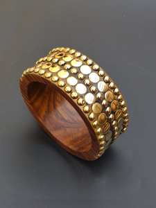 Brazalete ancho de diseñador floral de latón puro 100% hecho a mano, brazalete ajustable, Regalo para mamá - Product Image 2