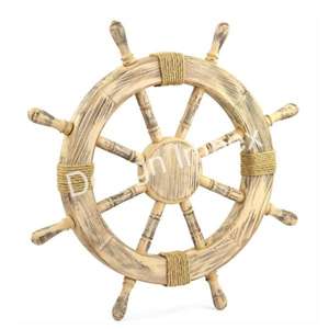 Rueda de barco con acabado Natural, diseño náutico ecológico de madera, manualidades decorativas, montaje en pared, rueda de barco redonda, regalo para eventos - Product Image 4