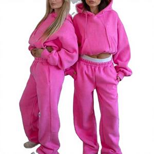 Conjuntos Deportivos de 2 Piezas para Mujer, Pantalones Largos con Cierre y Diseño de Logotipo Personalizado para Gimnasio, Estilo Jogger, Lavado Ácido, Otoño-Invierno - Product Image 1