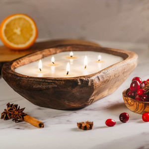 Bol à bougie de soja en bois de mangue taille personnalisée Design moderne assiette décorative en bois naturel pour salon cuisine tables de mariage - Product Image 2